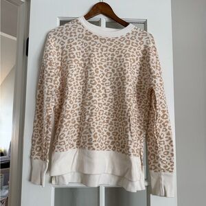 Time and Tru Cream and Tan Animal Print Top